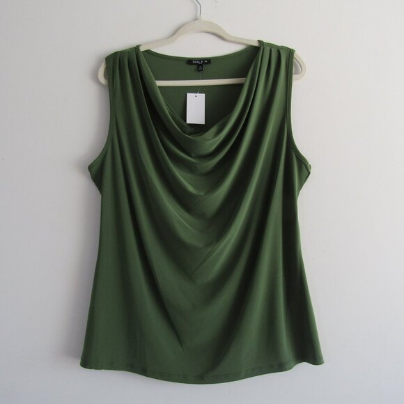 Sami & Jo Women's Cowl Neck Tank Top Set of 2 Green Orange 1X Business Casual - Picture 9 of 16